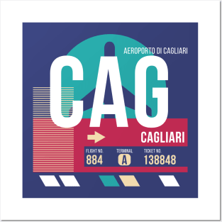 Cagliari, Italy (CAG) Airport Code Baggage Tag Posters and Art